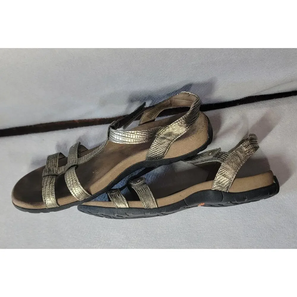 Taos Trophy 2 Metallic Embossed Leather Comfort Strappy Sandals Womens Size 9 40